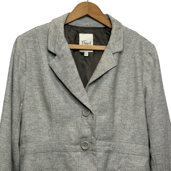 FOSSIL Gray Wool and Rayon Blend Two Button Blazer Extra Large - Picture 5 of 12